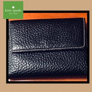 Kate Spade vintage pebbled tri-folding wallet black